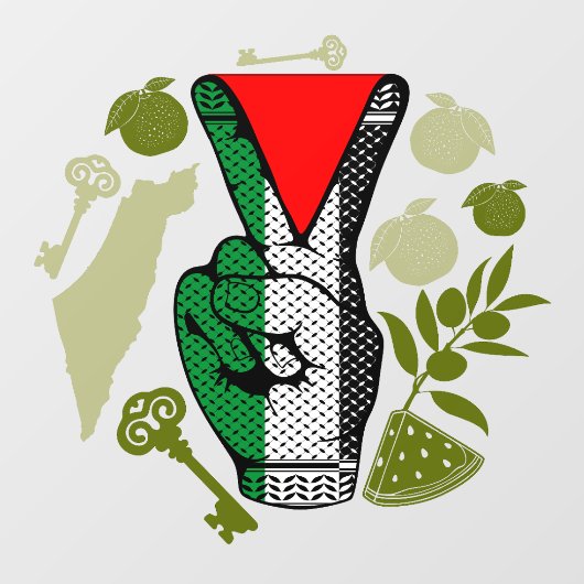 Victory Sign Hand Resistance Red Triangle Symbol Raamsticker (Vel)