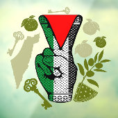 Victory Sign Hand Resistance Red Triangle Symbol Raamsticker (Vel 3)
