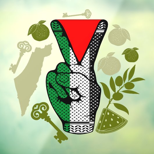 Victory Sign Hand Resistance Red Triangle Symbol Raamsticker (Vel 3)