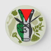 Victory Sign Hand Resistance Red Triangle Symbol Ronde Klok (Voorkant)