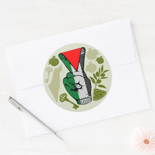 Victory Sign Hand Resistance Red Triangle Symbol Ronde Sticker (Envelop)