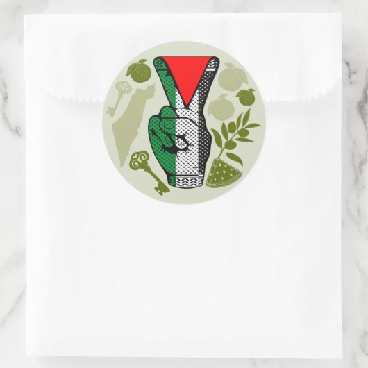 Victory Sign Hand Resistance Red Triangle Symbol Ronde Sticker (Tas)