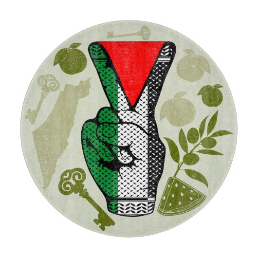 Victory Sign Hand Resistance Red Triangle Symbol Snijplank (Voorkant)