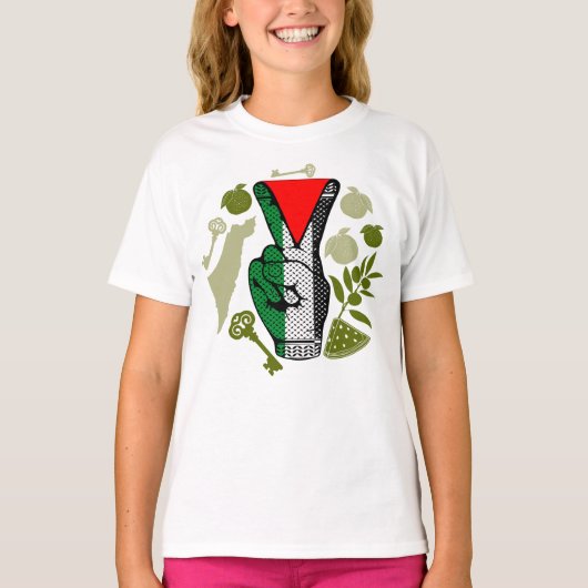 Victory Sign Hand Resistance Red Triangle Symbol T-shirt (Voorkant)