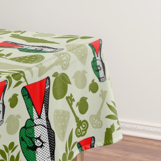 Victory Sign Hand Resistance Red Triangle Symbol Tafelkleed (Voorbeeld)