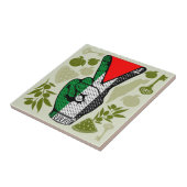 Victory Sign Hand Resistance Red Triangle Symbol Tegeltje (Zijkant)