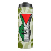 Victory Sign Hand Resistance Red Triangle Symbol Thermosbeker (Voorkant)