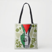 Victory Sign Hand Resistance Red Triangle Symbol Tote Bag (Voorkant)