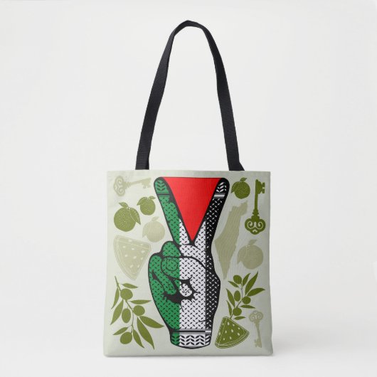 Victory Sign Hand Resistance Red Triangle Symbol Tote Bag (Voorkant)