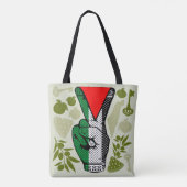 Victory Sign Hand Resistance Red Triangle Symbol Tote Bag (Achterkant)