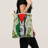 Victory Sign Hand Resistance Red Triangle Symbol Tote Bag (Dichtbij)