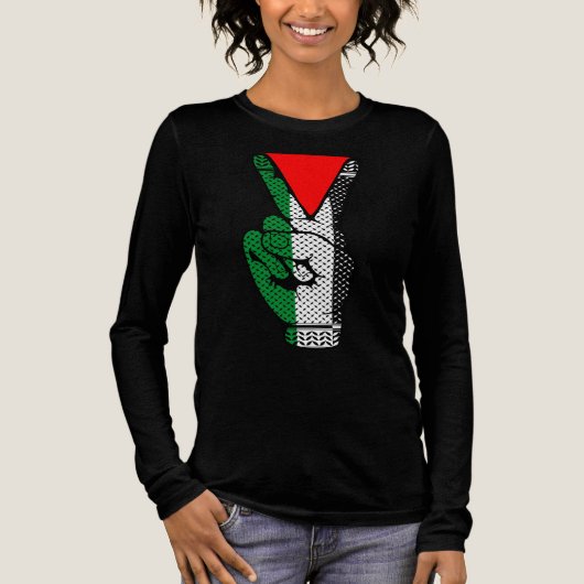 Victory Sign Hand Resistance Red Triangle Symbol Tri-Blend Shirt (Voorkant)