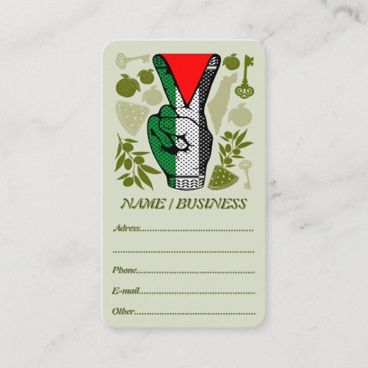 Victory Sign Hand Resistance Red Triangle Symbol Visitekaartje (Voorkant)