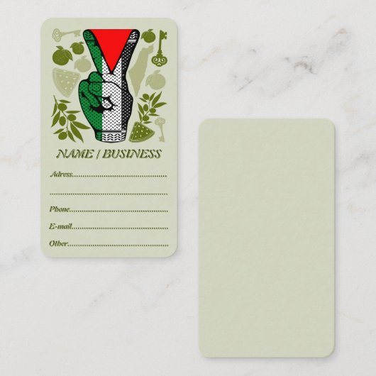 Victory Sign Hand Resistance Red Triangle Symbol Visitekaartje (Voorkant / Achterkant)