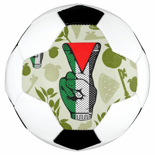 Victory Sign Hand Resistance Red Triangle Symbol Voetbal (Voorkant)