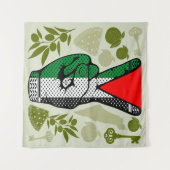 Victory Sign Hand Resistance Red Triangle Symbol Wandkleed (Voorkant (horizontaal))