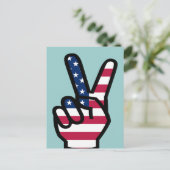 Victory Sign. with American Flag Briefkaart (Staand voorkant)