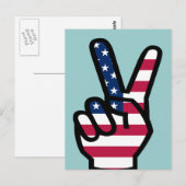 Victory Sign. with American Flag Briefkaart (Voorkant / Achterkant)