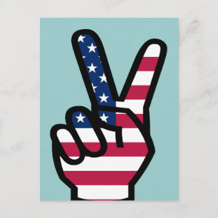 Victory Sign. with American Flag Briefkaart