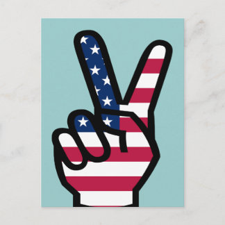 Victory Sign. with American Flag Briefkaart