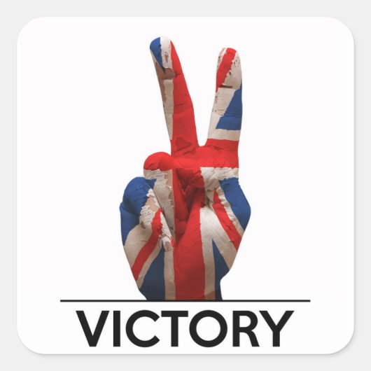 Victory Symbool Hand Verenigd Koninkrijk Britse te Vierkante Sticker (Voorkant)