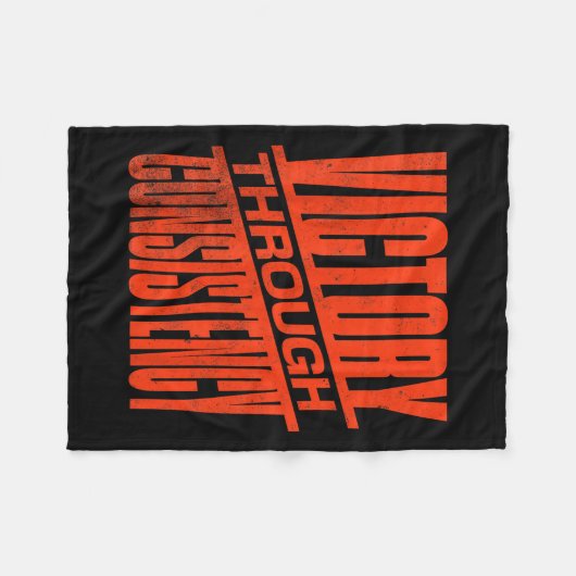 Victory Through Consistency Motivational Insration Fleece Deken (Voorkant (Horizontaal))