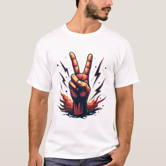 Victory Unleashed" Lightning Sign-ontwerp T-shirt (Voorkant)