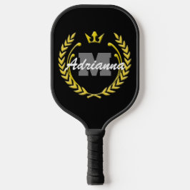 Victory Wreath Monogram en naam BlackBG Pickleball Paddle