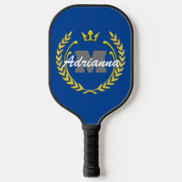 Victory Wreath Monogram en naam BlueBG Pickleball Paddle