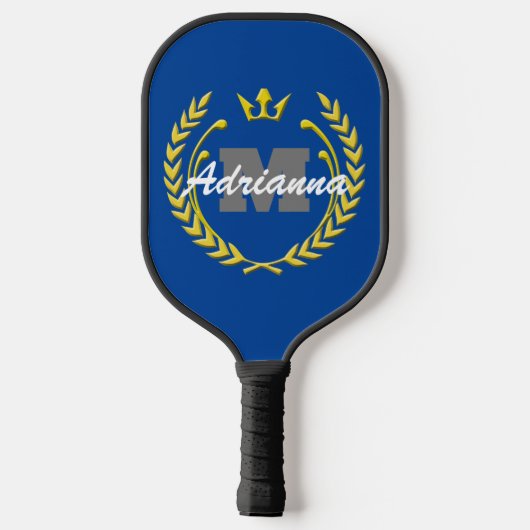 Victory Wreath Monogram en naam BlueBG Pickleball Paddle (Achterkant)
