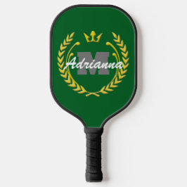 Victory Wreath Monogram en naam GreenBG Pickleball Paddle