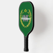 Victory Wreath Monogram en naam GreenBG Pickleball Paddle (Links)