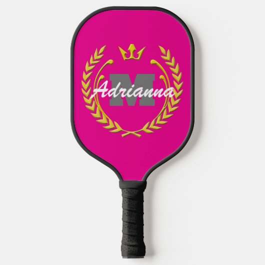 Victory Wreath Monogram en naam PinkBG Pickleball Paddle (Voorkant)