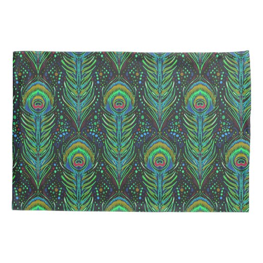 vid groene pauw veren standaardkussen kussensloop (Achterkant)