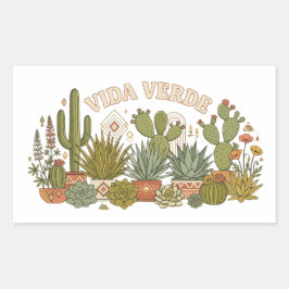 Vida Verde Cactus planten Rechthoekige Sticker
