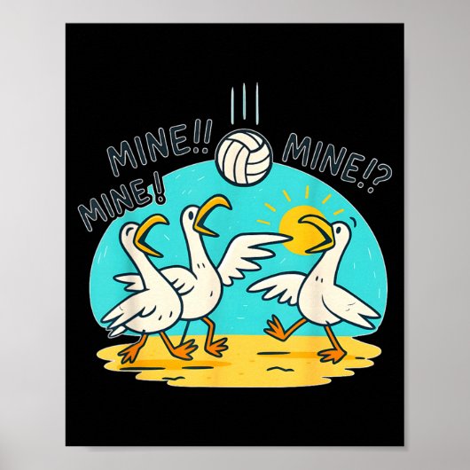 Vida Vibe Volleybal Grappige Strandmeeuwen Poster (Voorkant)