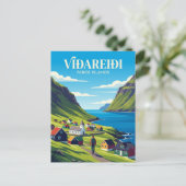 Viðareiði dorp Faeröer eilanden Briefkaart (Staand voorkant)