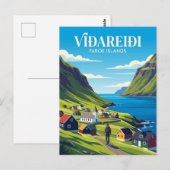 Viðareiði dorp Faeröer eilanden Briefkaart (Voorkant / Achterkant)