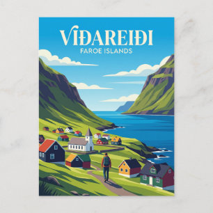 Viðareiði dorp Faeröer eilanden Briefkaart
