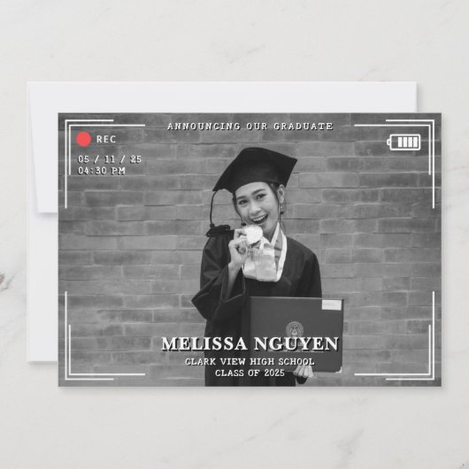 Video Camera Foto Afstuderen Aankondiging (Voorkant)