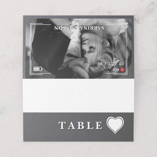 Video Camera Foto Hart bruiloft Plaatskaartje (Buitenkant ongevouwen)