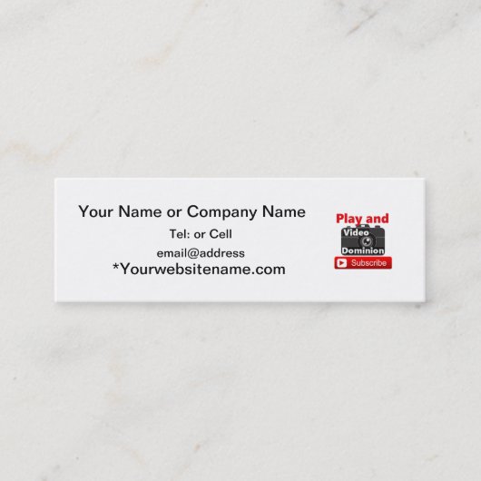 Video Dominion YouTube Subscription and Play Mini Visitekaartje (Voorkant)