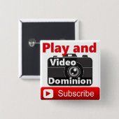 Video Dominion YouTube Subscription and Play Vierkante Button 5,1 Cm (Voorkant /achterkant)