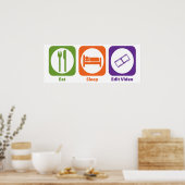 Video Eat Sleep Edit Poster (Keuken)