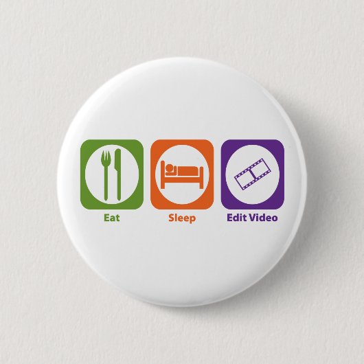 Video Eat Sleep Edit Ronde Button 5,7 Cm (Voorkant)