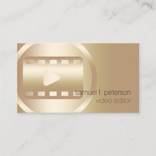 Video-editor Elegant Gold Video Strip Icon Visitekaartje (Voorkant)