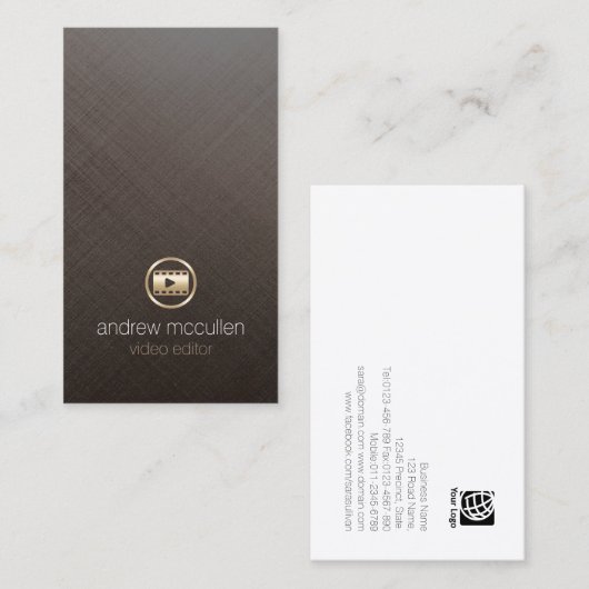 Video-editor Gouden videoclip geborsteld metaal Visitekaartje (Voorkant / Achterkant)