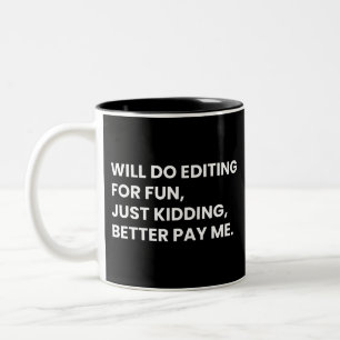 Video-editor Grappige Bewerking Zeggen Tweekleurige Koffiemok