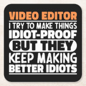 Video-editor Ik probeer dingen grappig te maken Kartonnen Onderzetters (Voorkant)