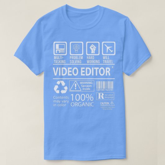 Video Editor Multitasking Job Gift Item T-shirt (Design voorkant)